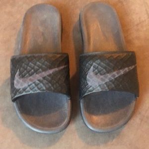 Nike black slip on sandals